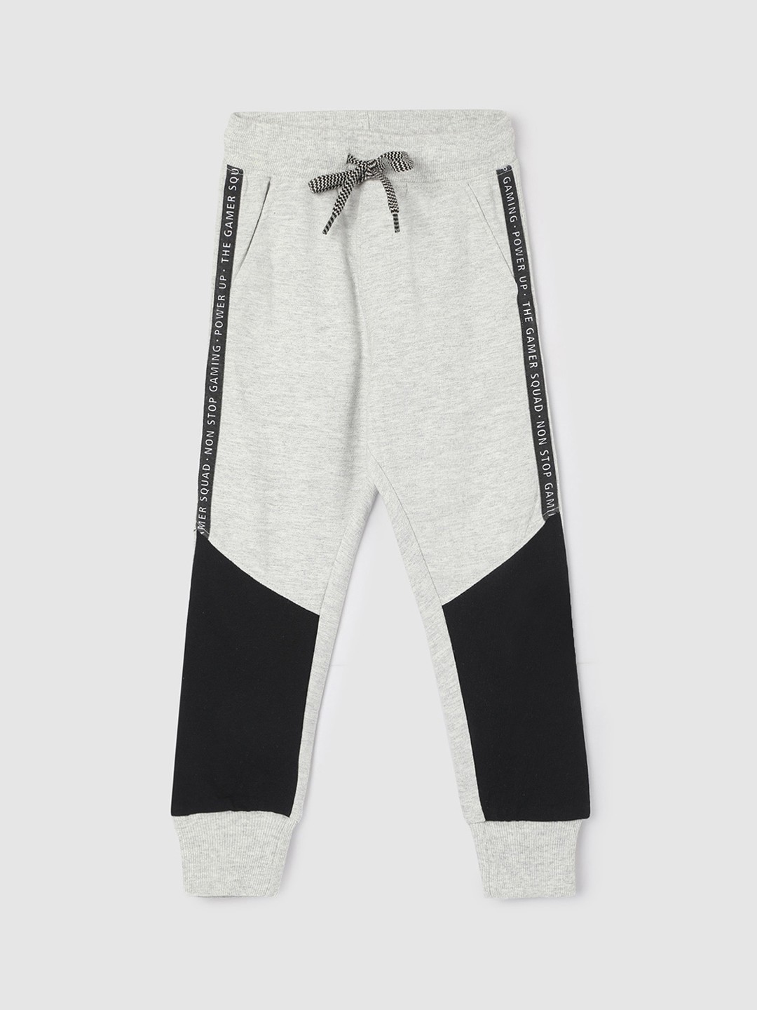 

max Boys Colorblocked Cotton Mid Rise Joggers, Grey