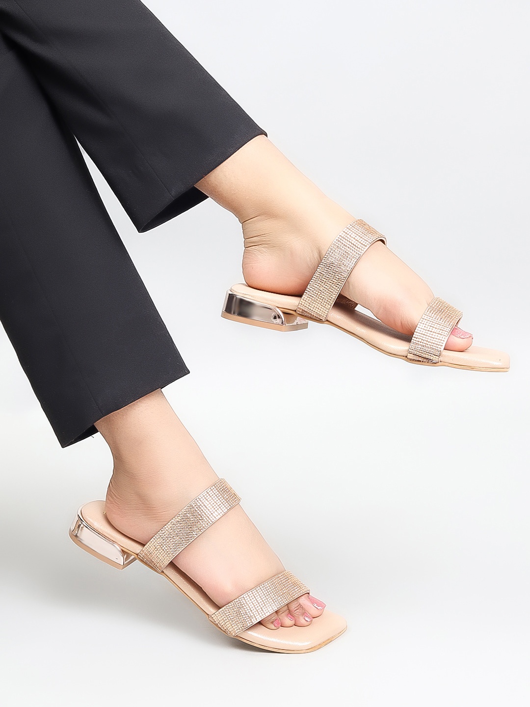 

Maysun Embellished Open Toe Flats, Gold