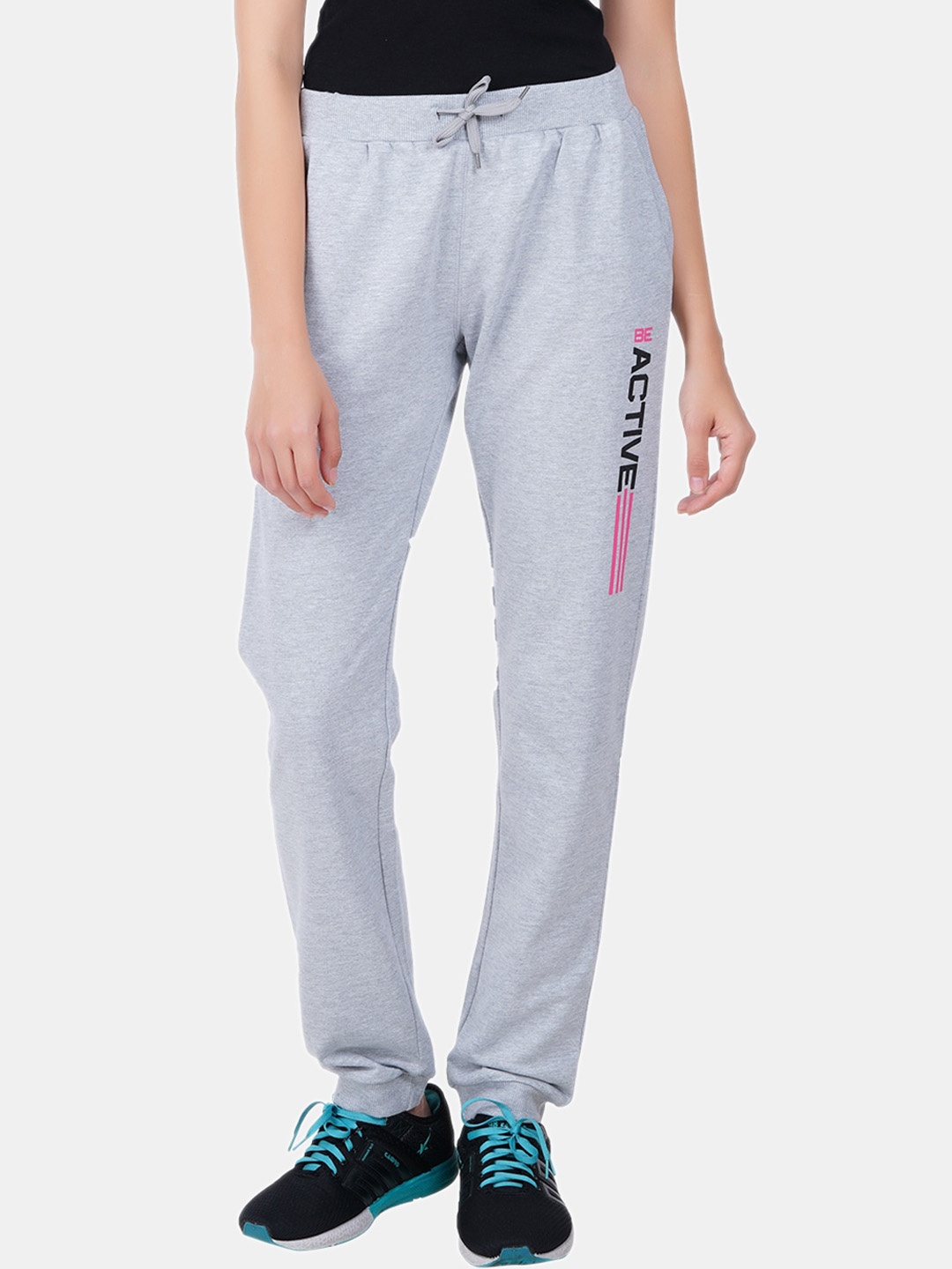 

BAESD Women Printed Pure Cotton Antimicrobial Mid-Rise Slim-Fit Joggers, Grey
