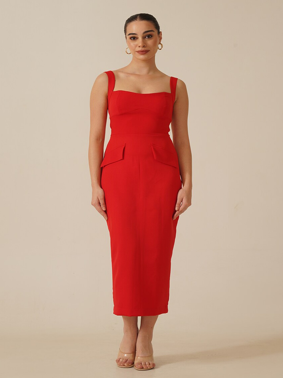 

Ipso Facto Crepe Sheath Midi Dress, Red