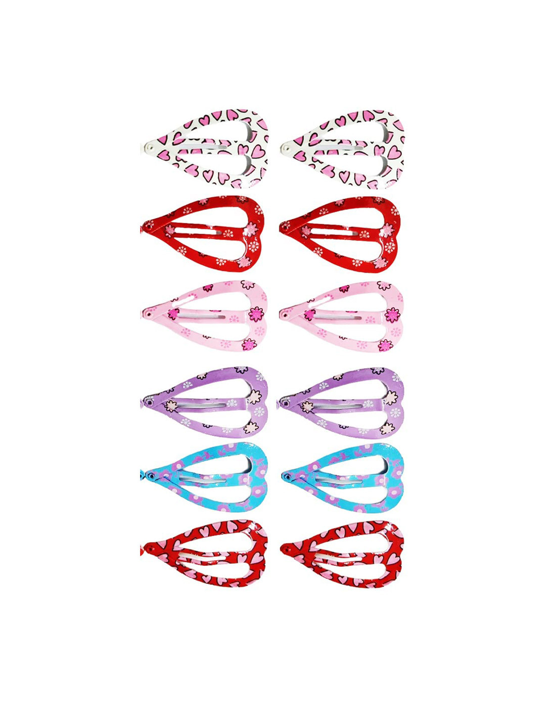 

LYTIX Girls Set Of 12 Printed Heart Shape Tic Tac Hair Clips, Assorted