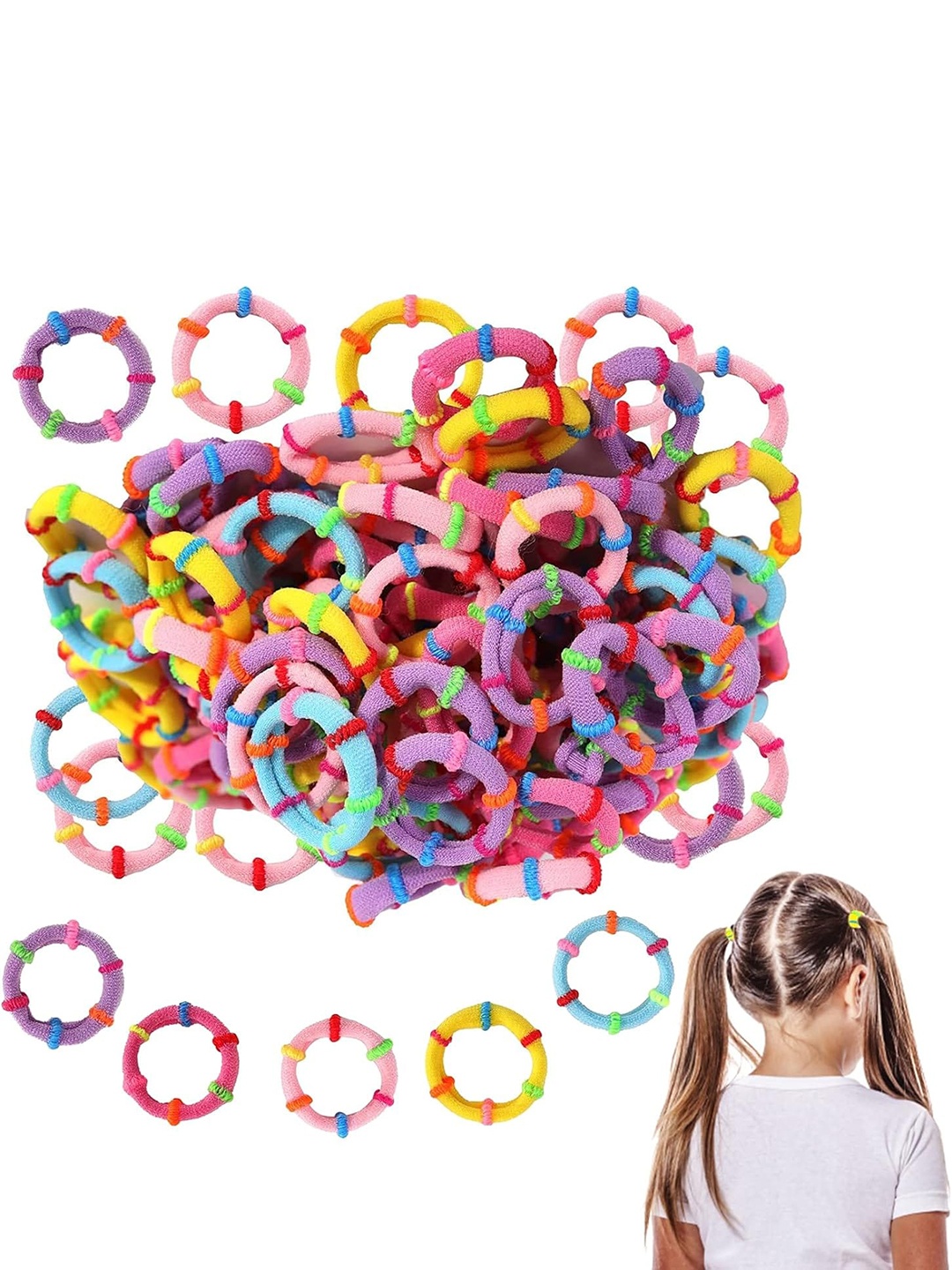 

LYTIX Girls Set Of 50 Assorted Small Elastic Band Ponytail Holder