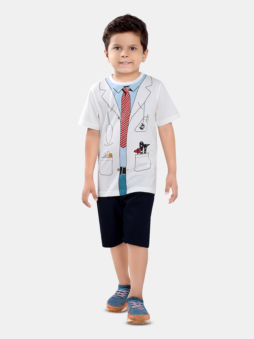 

BAESD Boys Conversational Printed Round Neck T-shirt, White