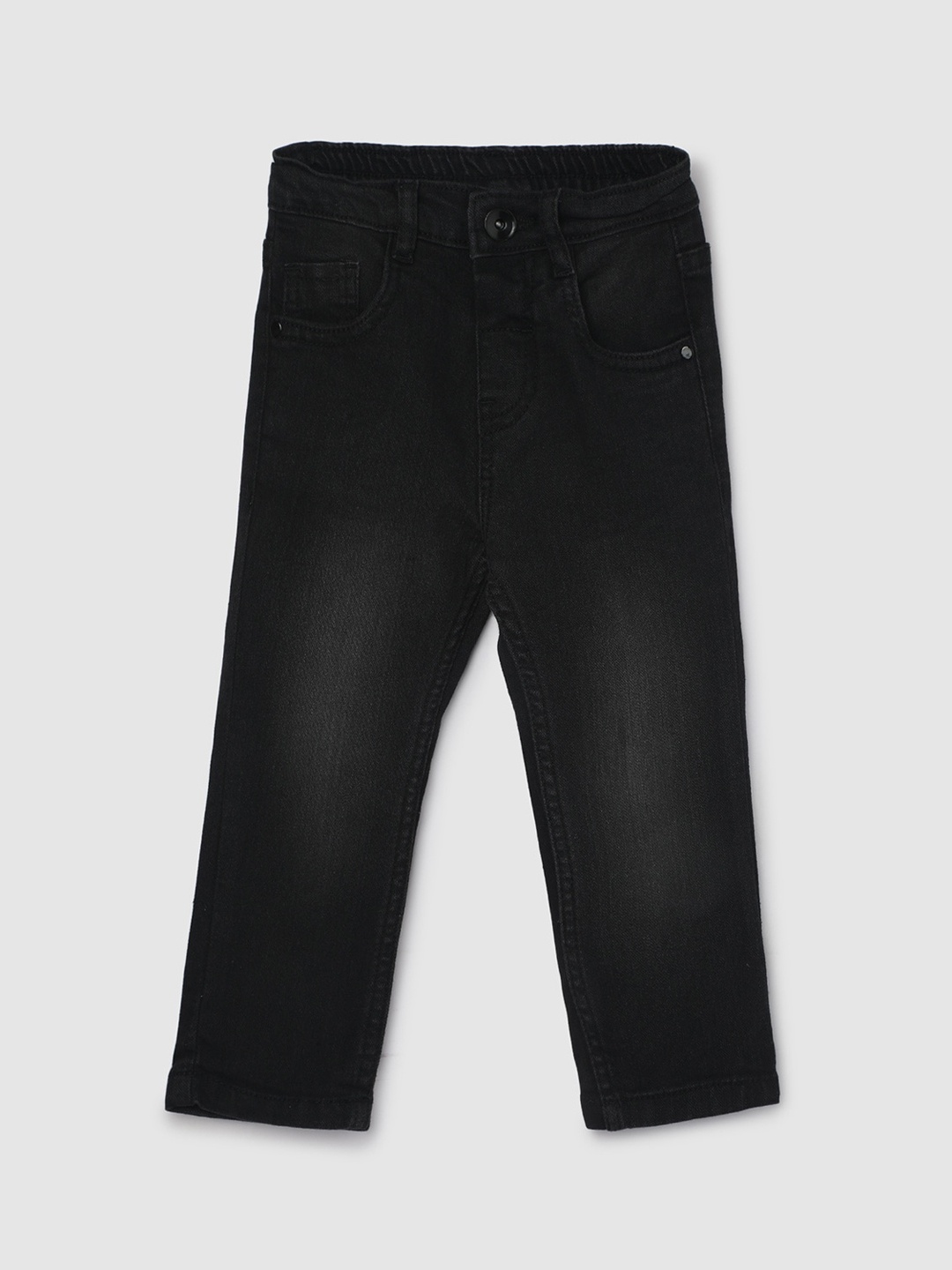 

max Boys Mid-Rise Cotton Light Fade Jeans, Black
