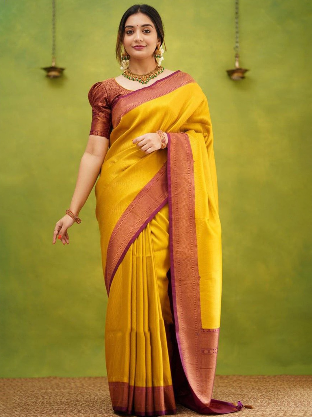 

MONERA Woven Design Zari Banarasi Saree, Mustard