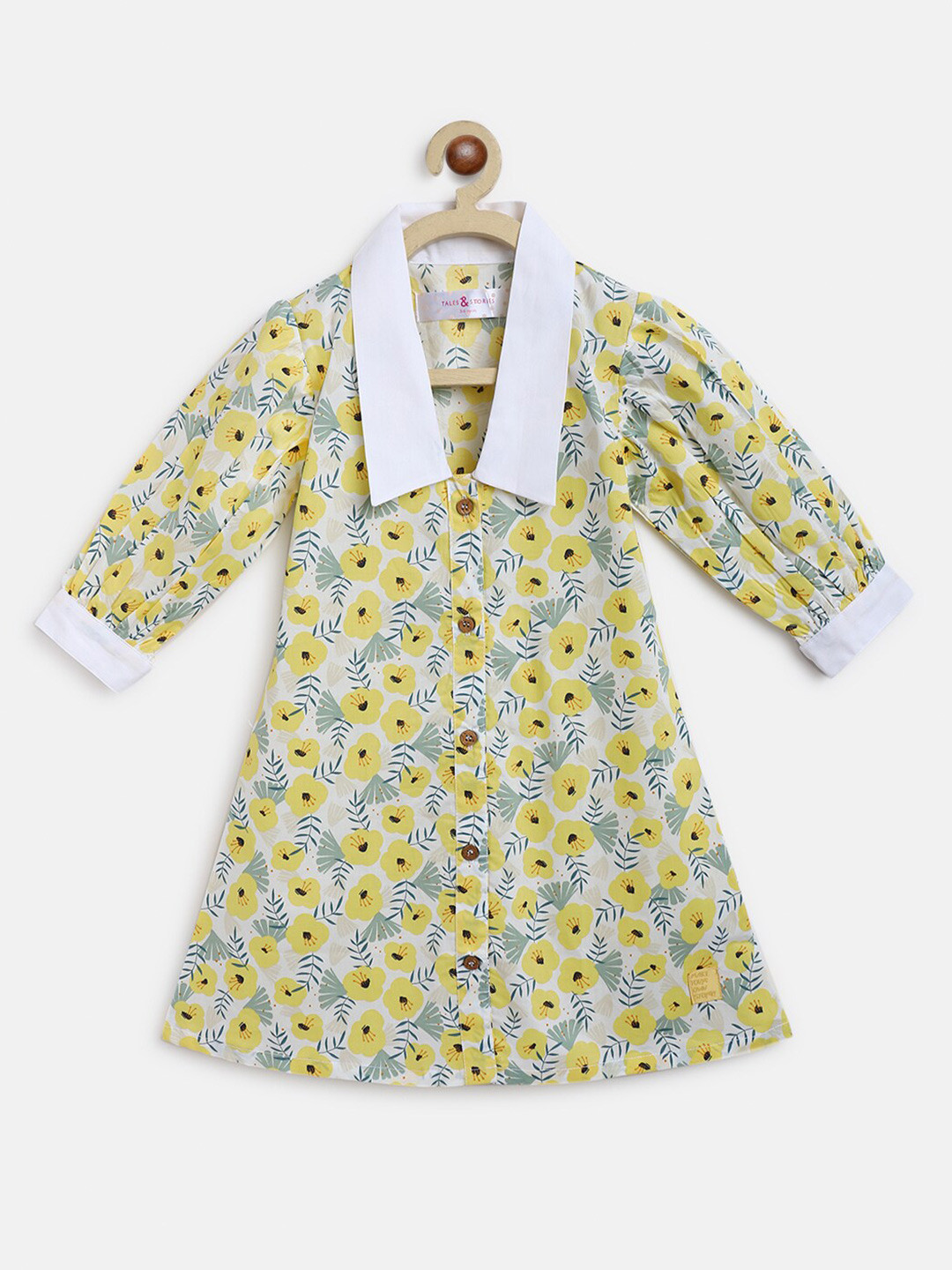 

TALES & STORIES Floral Print A-Line Dress, Yellow