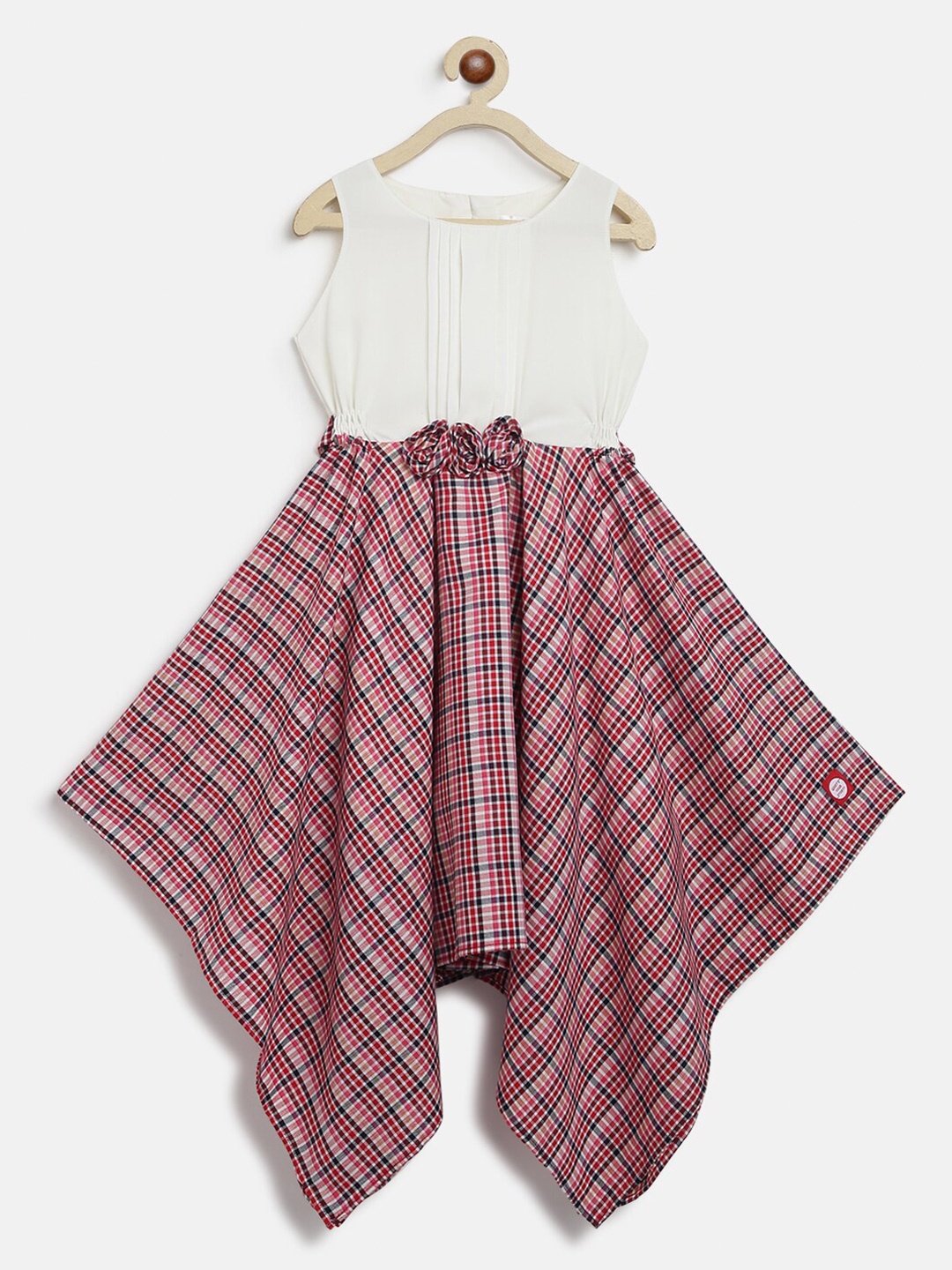 

TALES & STORIES Girls Checked Fit & Flare Dress, Red