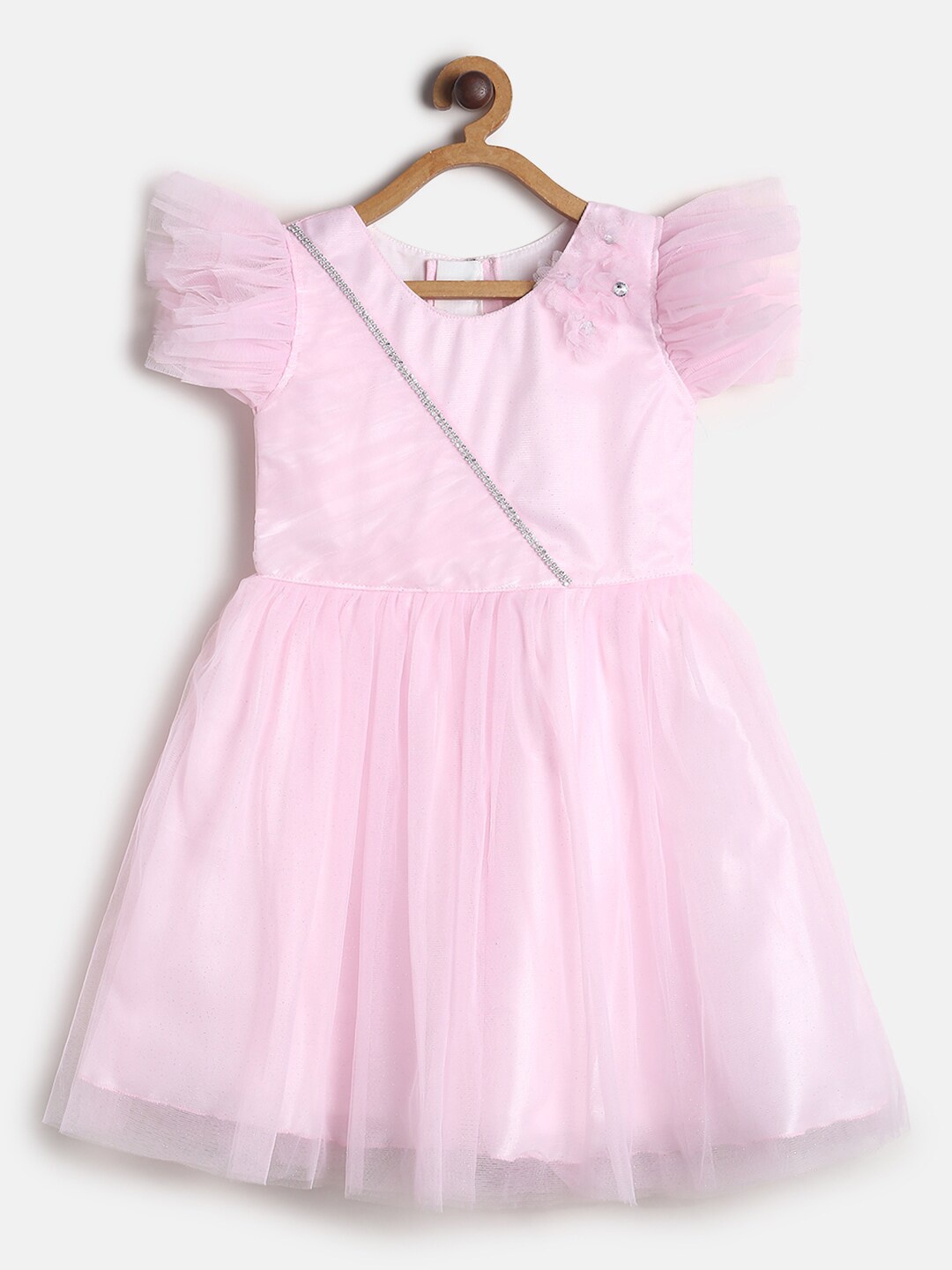 

TALES & STORIES Girls Flutter Sleeve Fit & Flare Dress, Pink