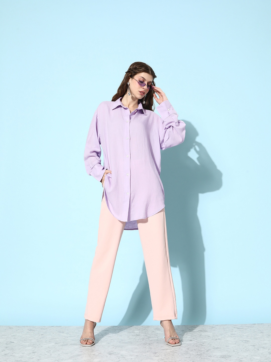 

EVERYDAY by ANI Women Solid Oversized Casual Shirt, Purple