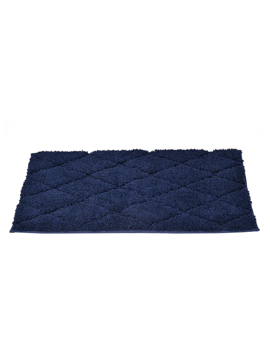 

Athome by Nilkamal Navy Blue Textured Anti Skid 1800 GSM Bath Rug