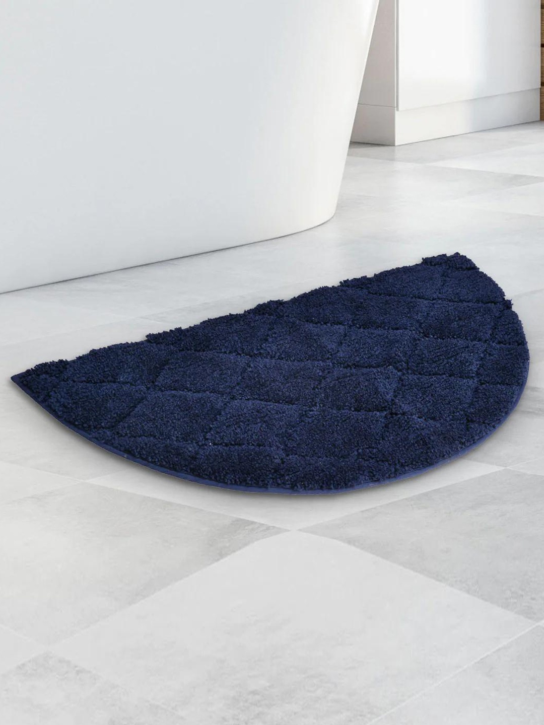 

Athome by Nilkamal Navy Blue Textured Anti Skid 1800 GSM Bath Rug