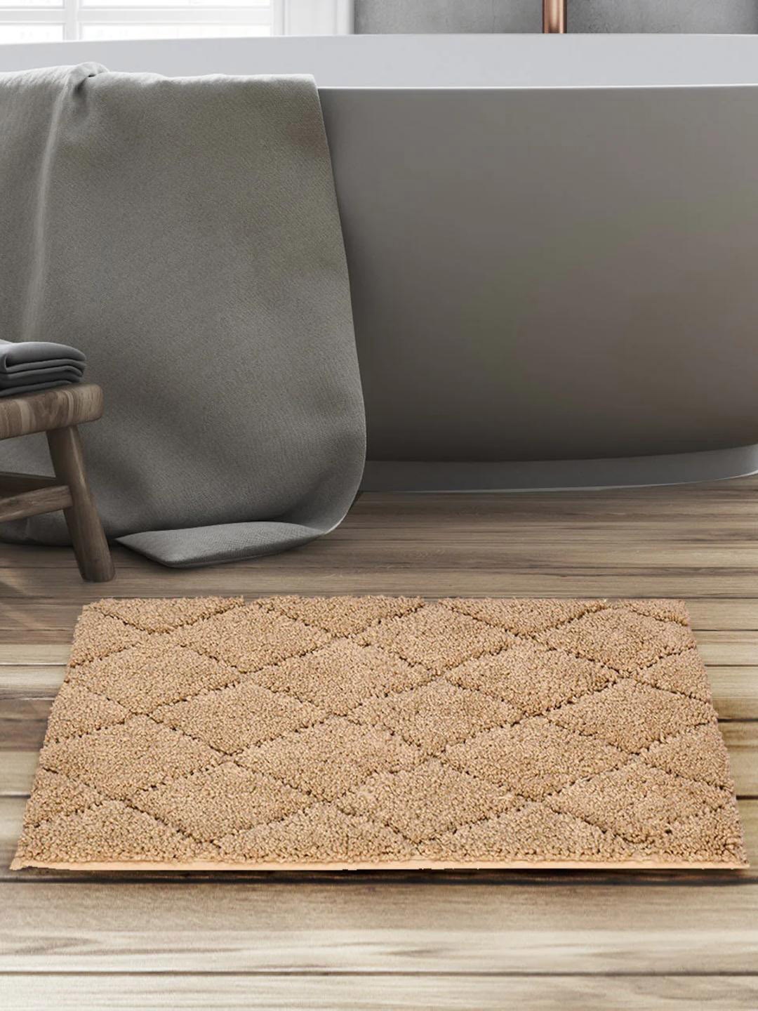 

Athome by Nilkamal Beige Textured Anti Skid 1800 GSM Bath Mat