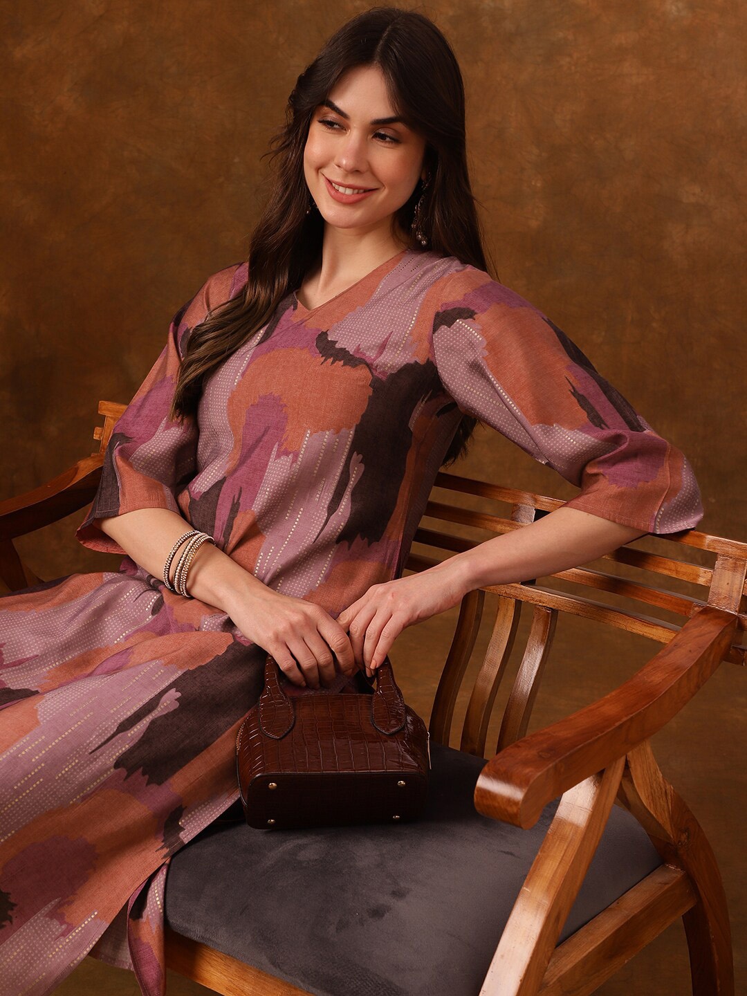 

Anouk Ombre Printed Regular Kurta With Trousers, Pink