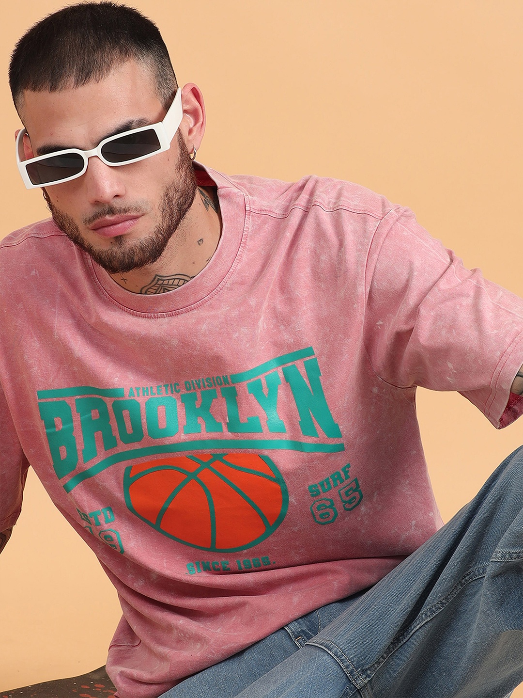 

recast Oversized Printed Bio Finish Cotton T-shirt, Pink