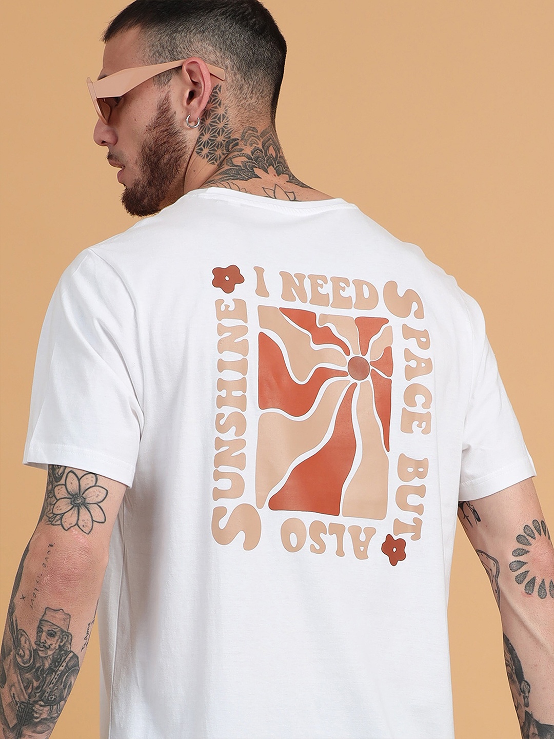 

recast Regular Fit Typography Printed Bio Finish Cotton T-shirt, White