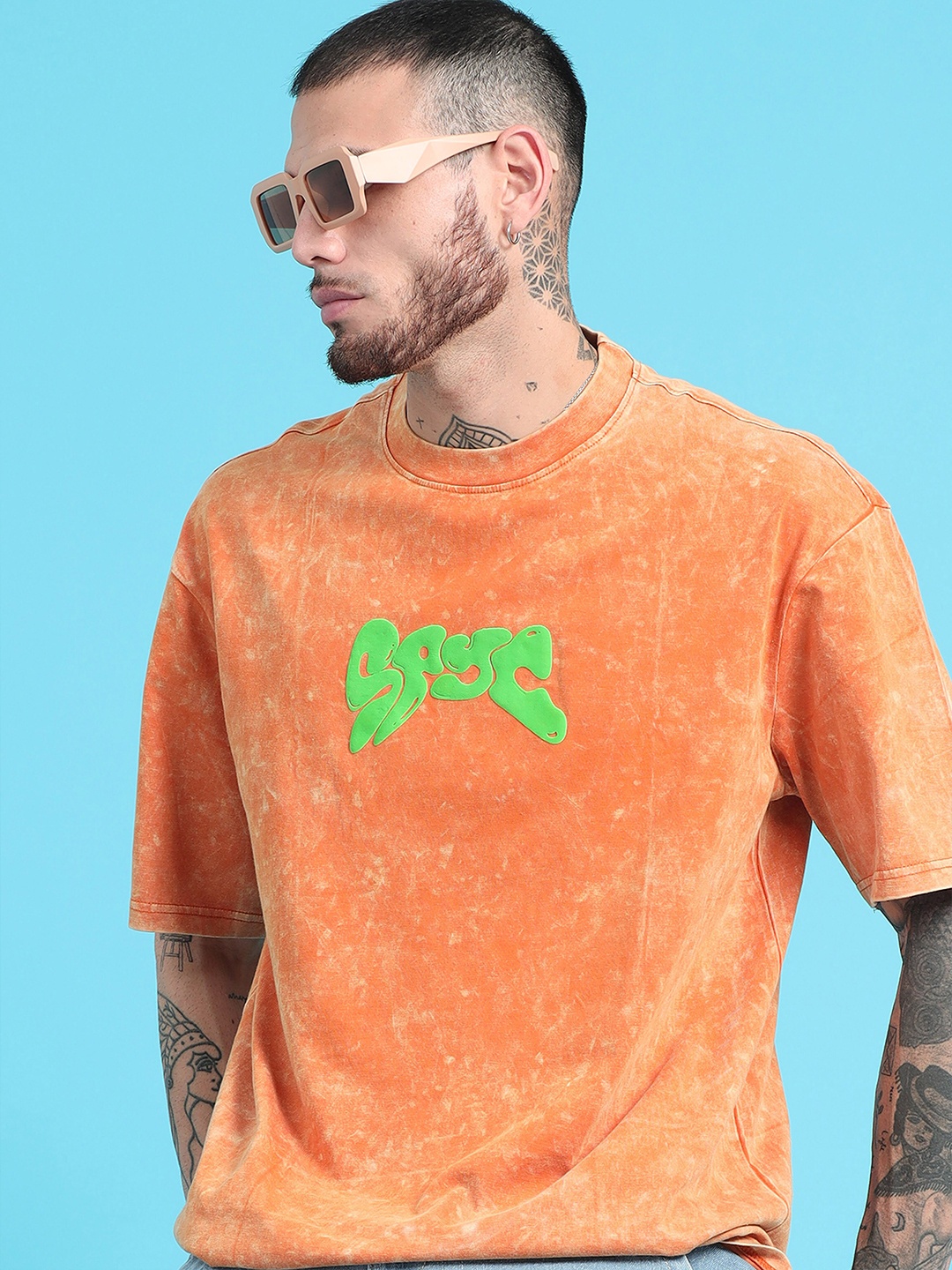 

recast Oversized Printed Bio Finish Cotton T-shirt, Orange