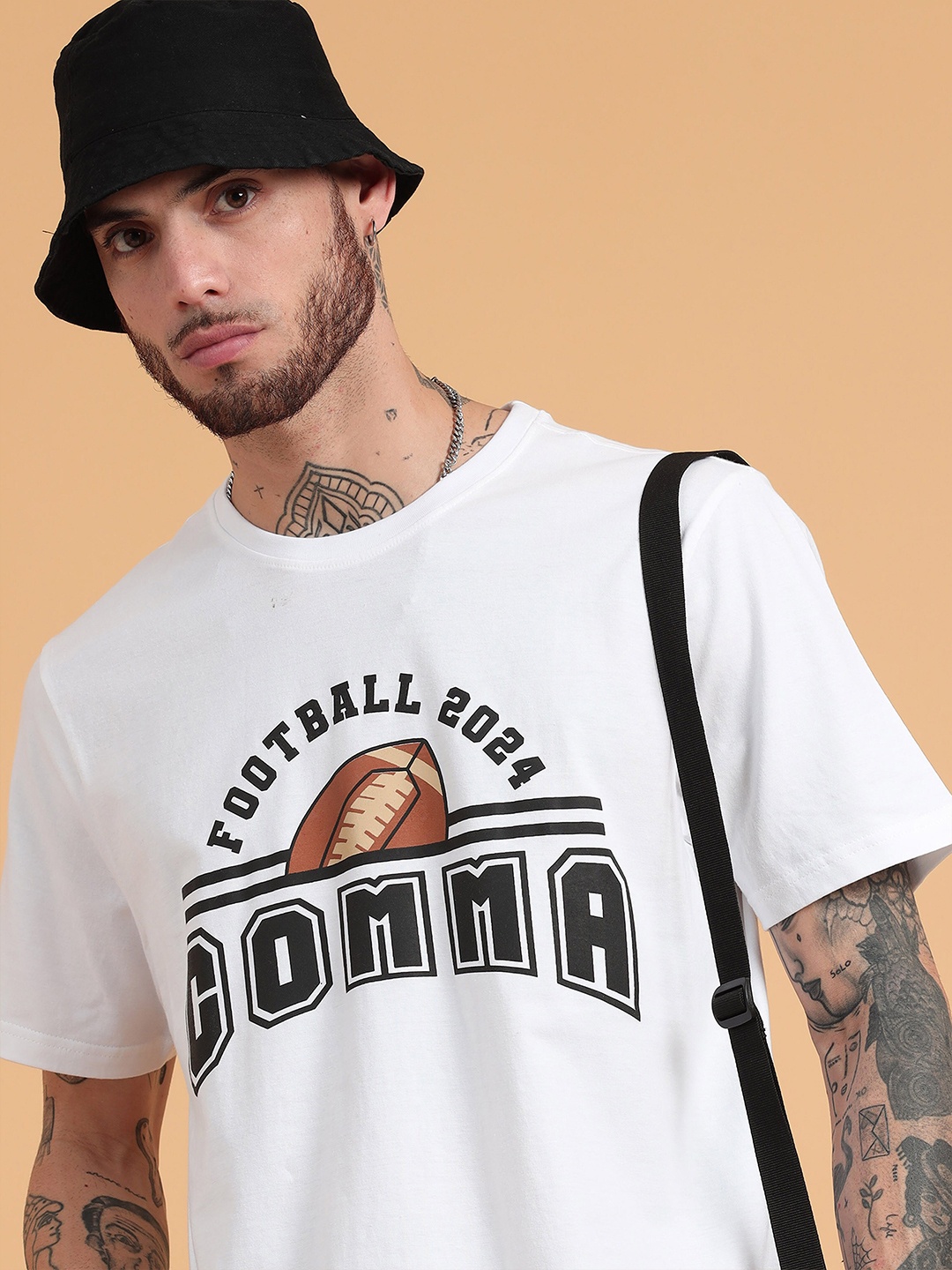 

recast Regular Fit Typography Printed Bio Finish Cotton T-shirt, White
