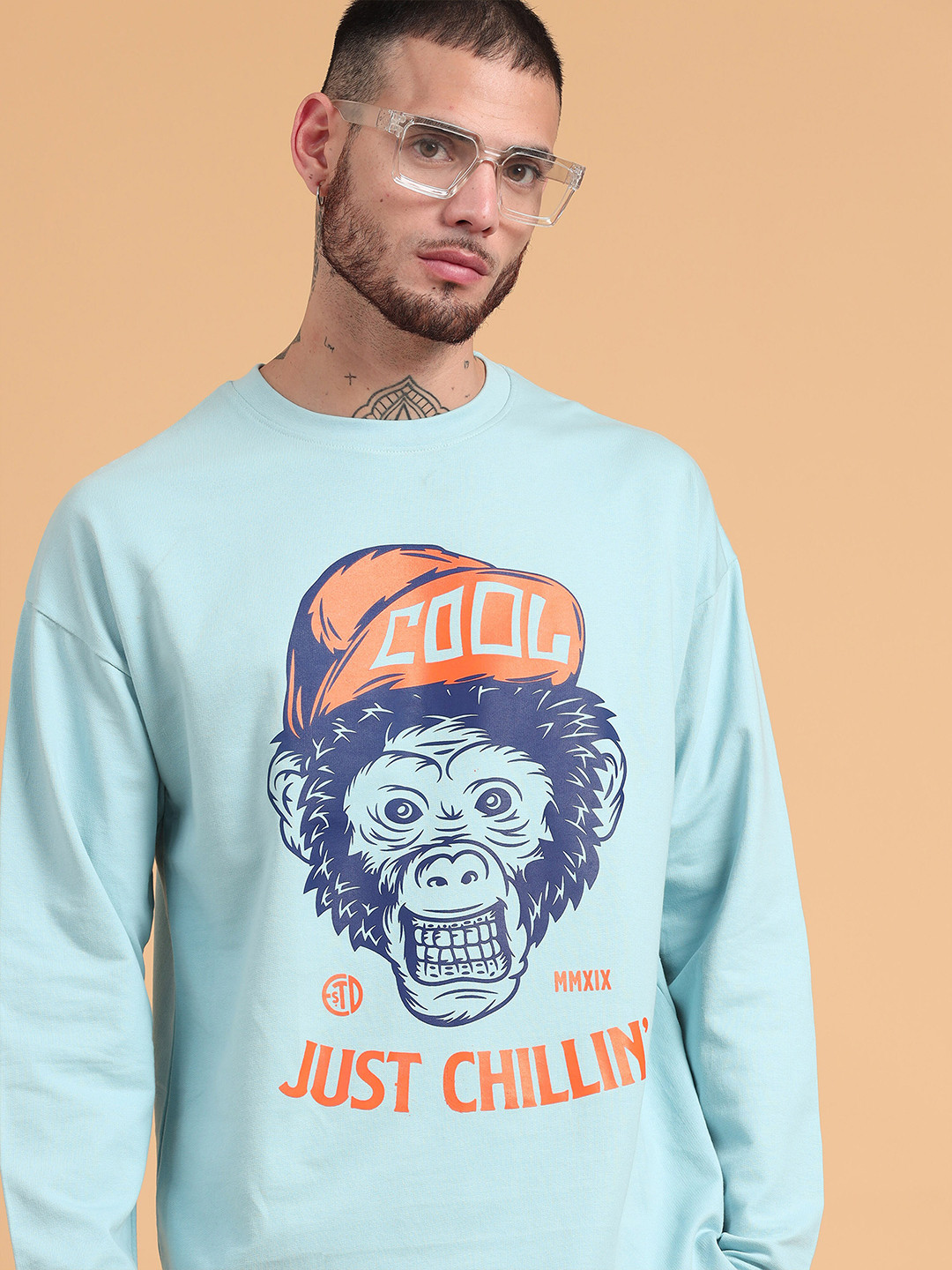 

recast Graphic Printed Drop-Shoulder Sleeves Oversized T-shirt, Green