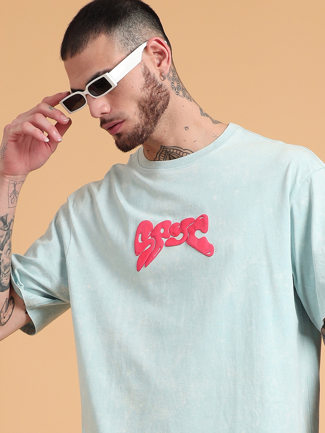 

recast Printed Round Neck Oversized T-shirt, Blue