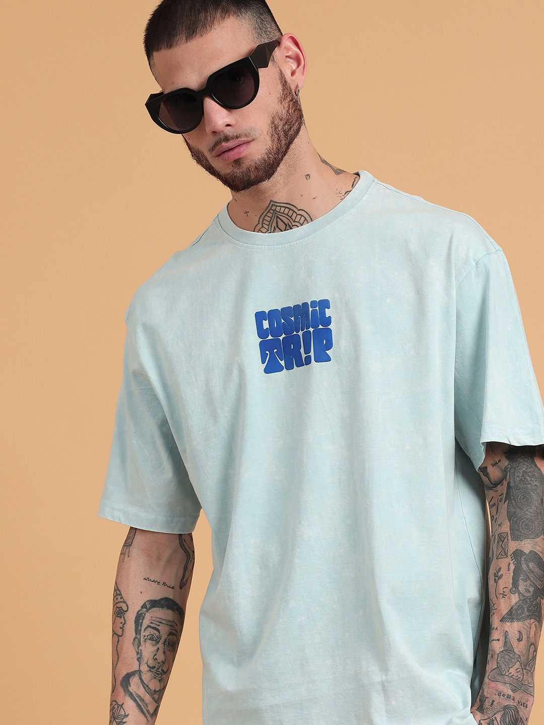 

recast Oversized Typography Print Bio Finish Cotton T-shirt, Blue