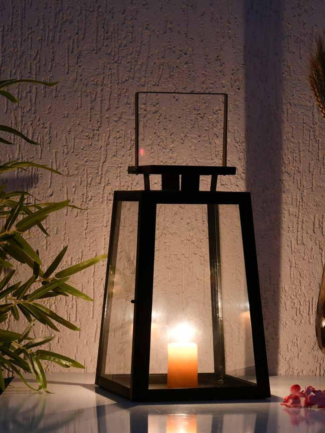 

Athome by Nilkamal Black Modern Trapeze Metal & Glass Candle Holders
