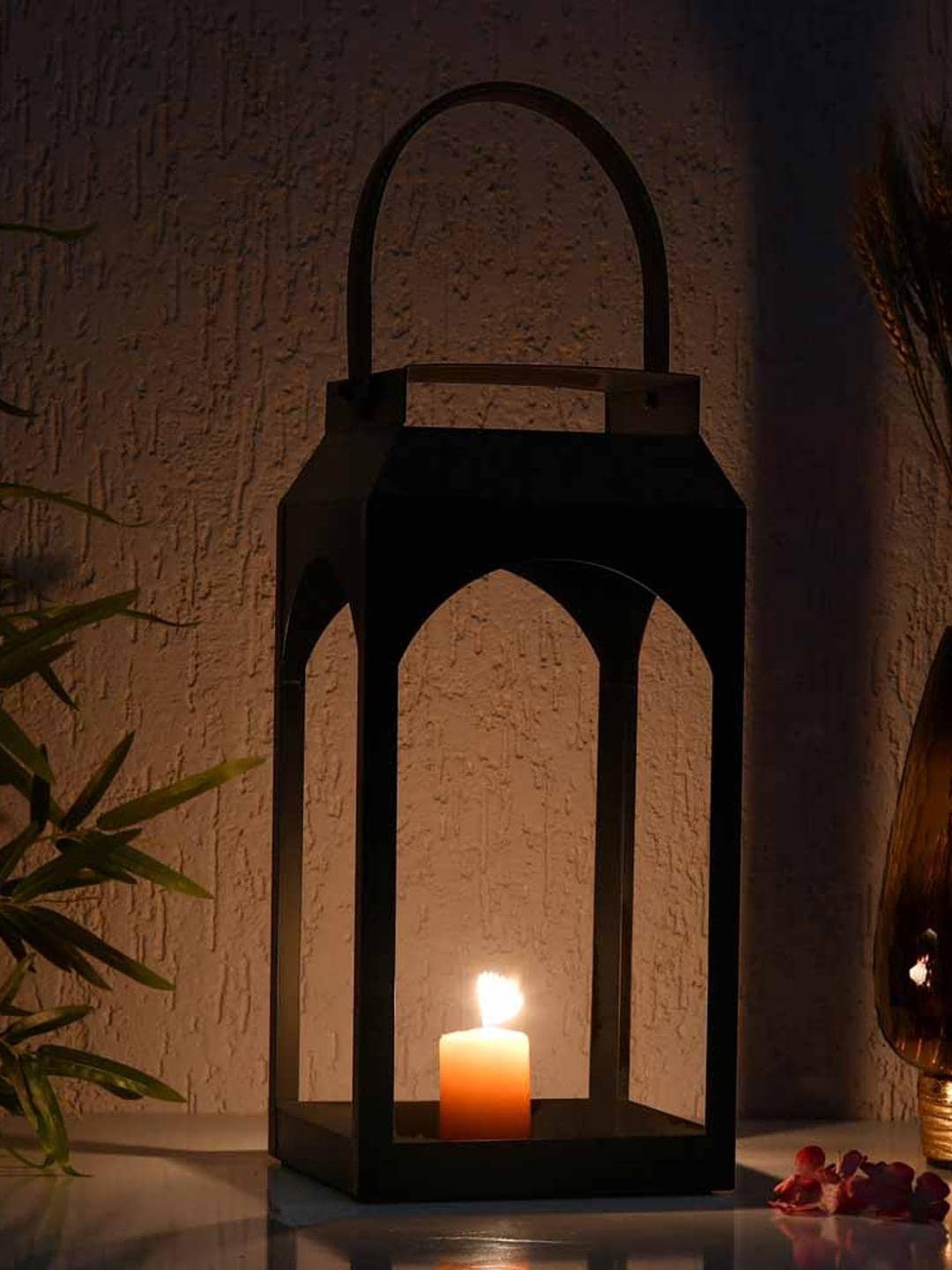 

Athome by Nilkamal Black Classic Arch Metal Lantern Candle Holders
