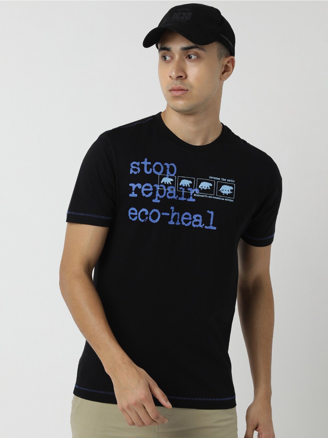 

Wildcraft Typography Printed Cotton Anti Odour T-shirt, Black