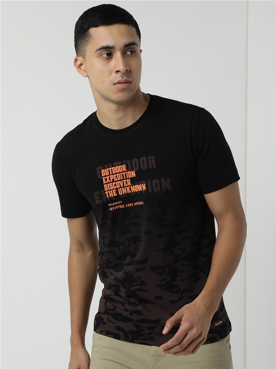 

Wildcraft Typography Printed Round Neck Short Sleeves Anti Odour T-shirt, Black