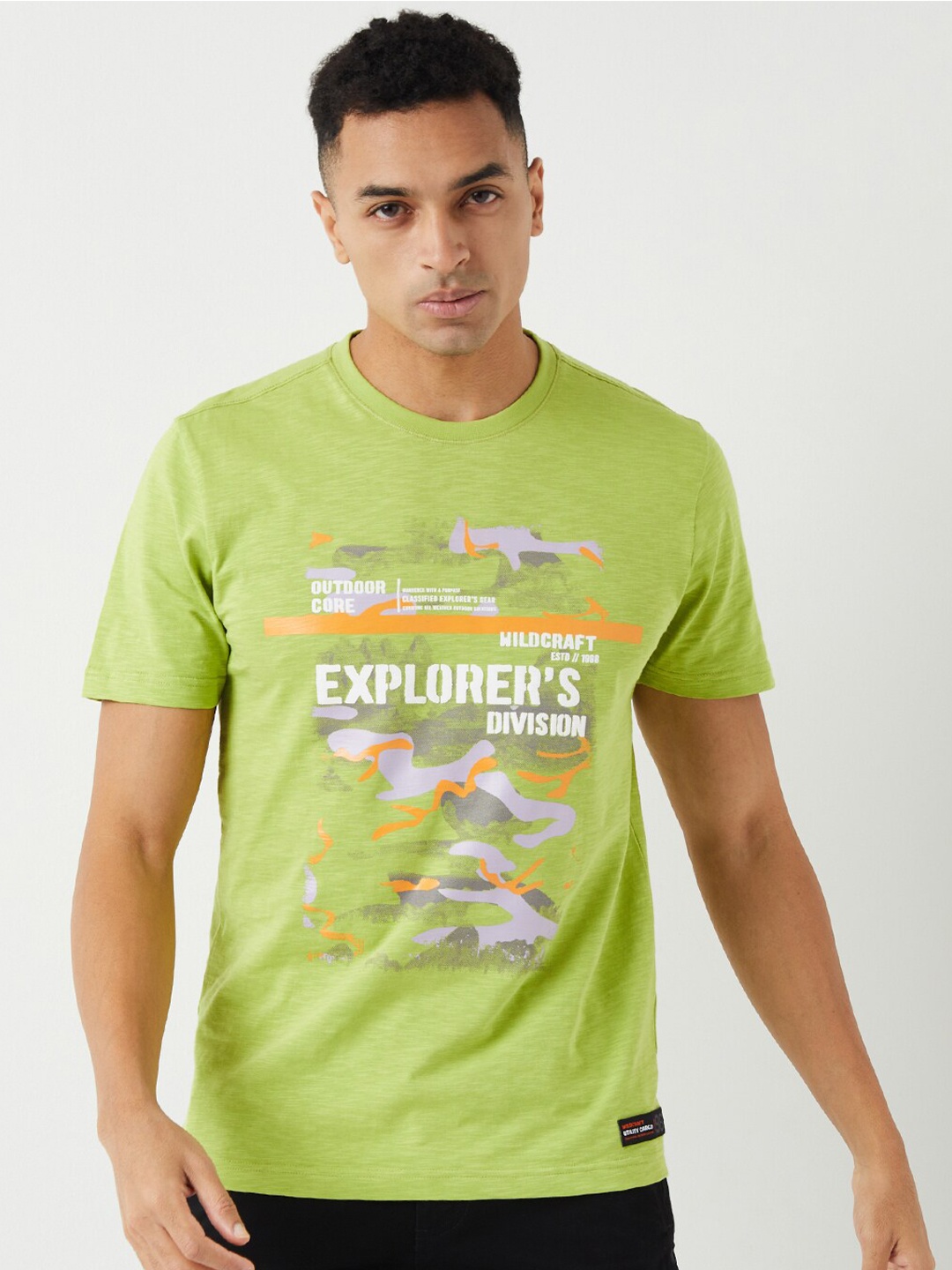 

Wildcraft Typography Printed Cotton Anti Odour T-shirt, Lime green