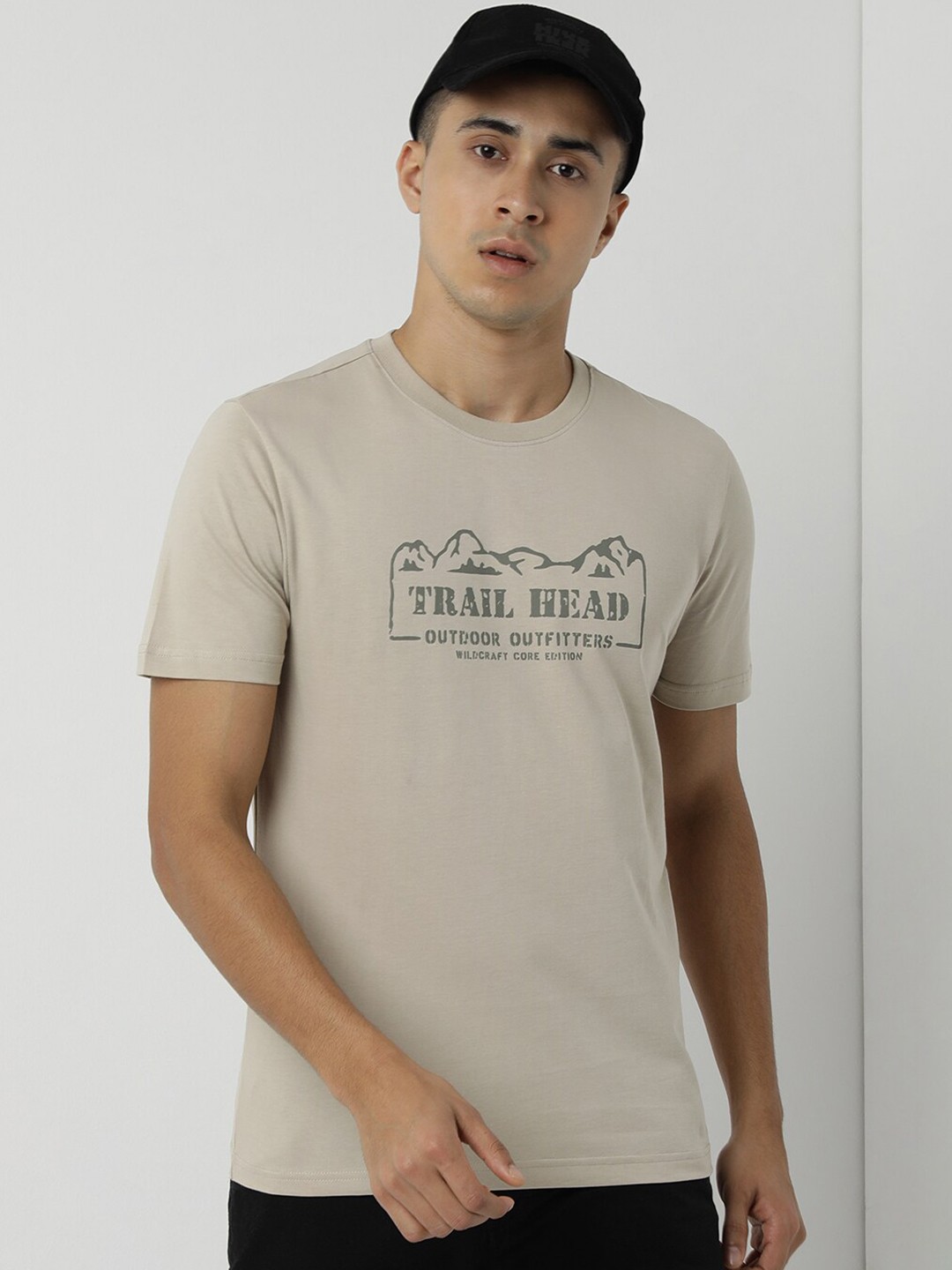 

Wildcraft Typography Printed Cotton Anti Odour T-shirt, Beige