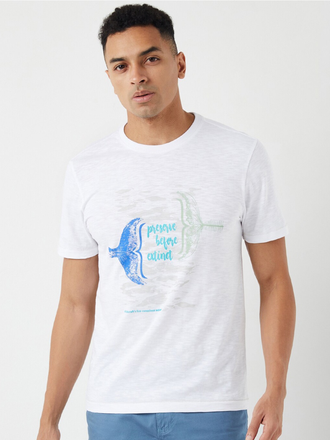 Wildcraft Typography Printed Cotton Anti Odour T-shirt, White