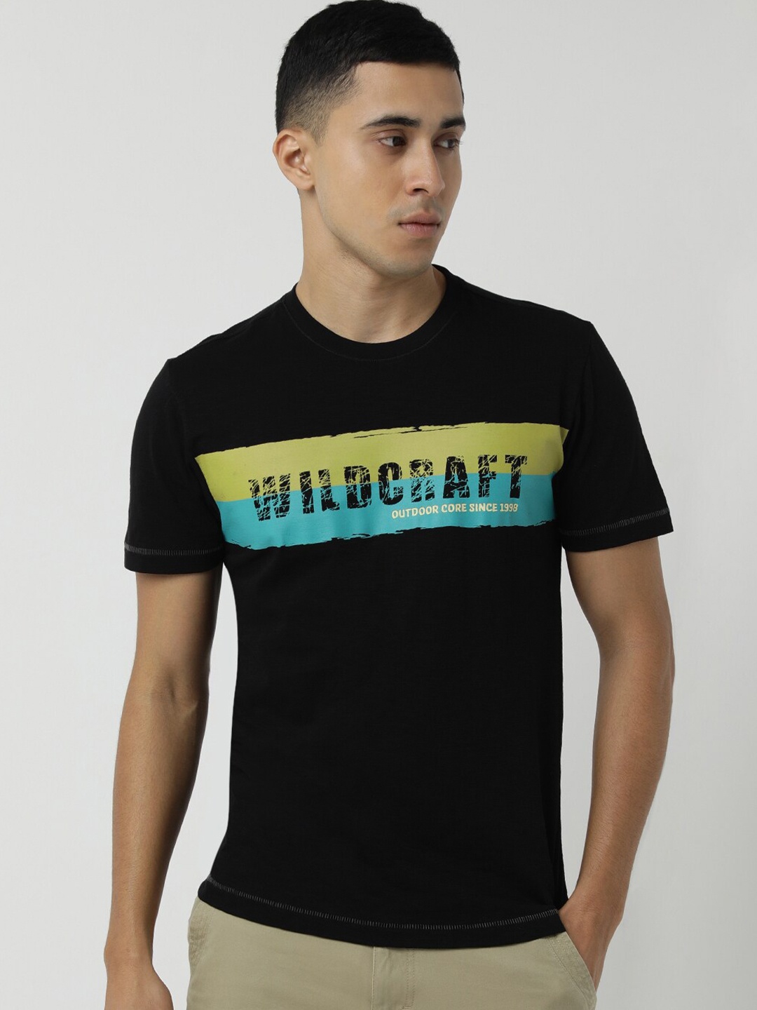 Wildcraft Typography Printed Cotton Anti Odour T-shirt, Black