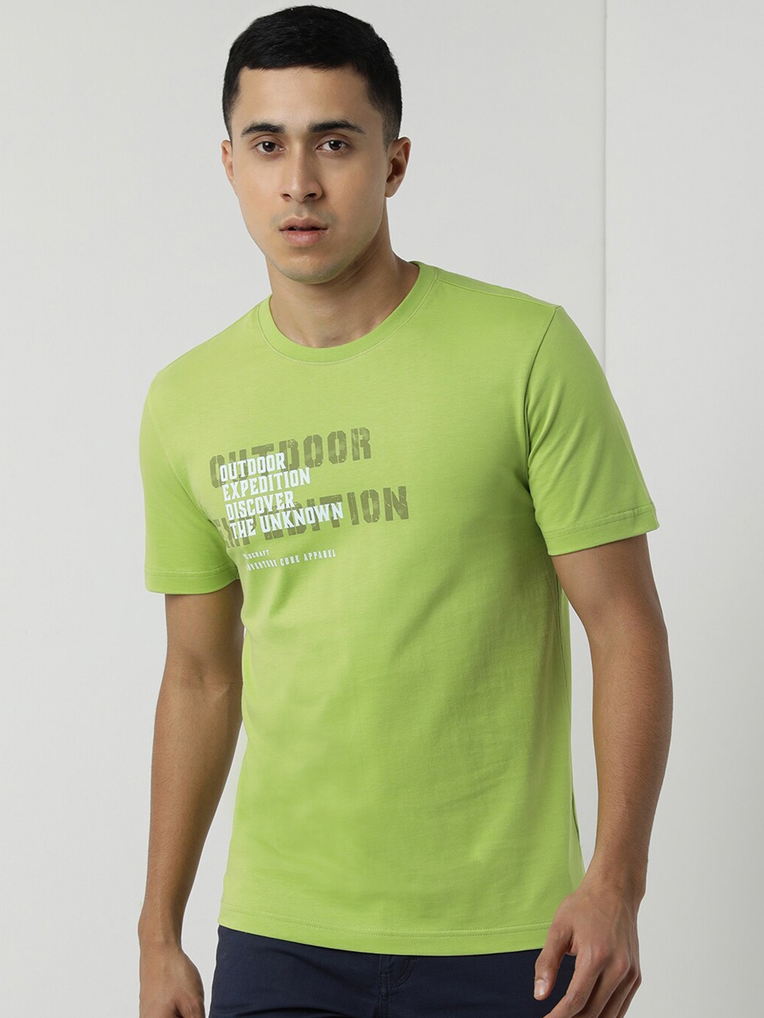 

Wildcraft Typography Printed Round Neck Short Sleeves Anti Odour T-shirt, Green