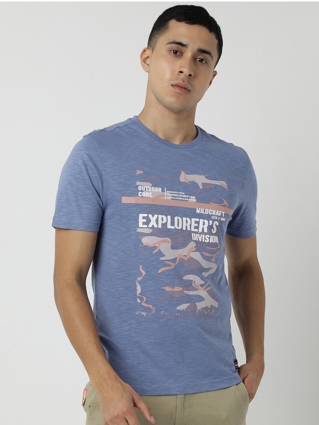 

Wildcraft Typography Printed Round Neck Anti Odour Cotton T-shirt, Blue