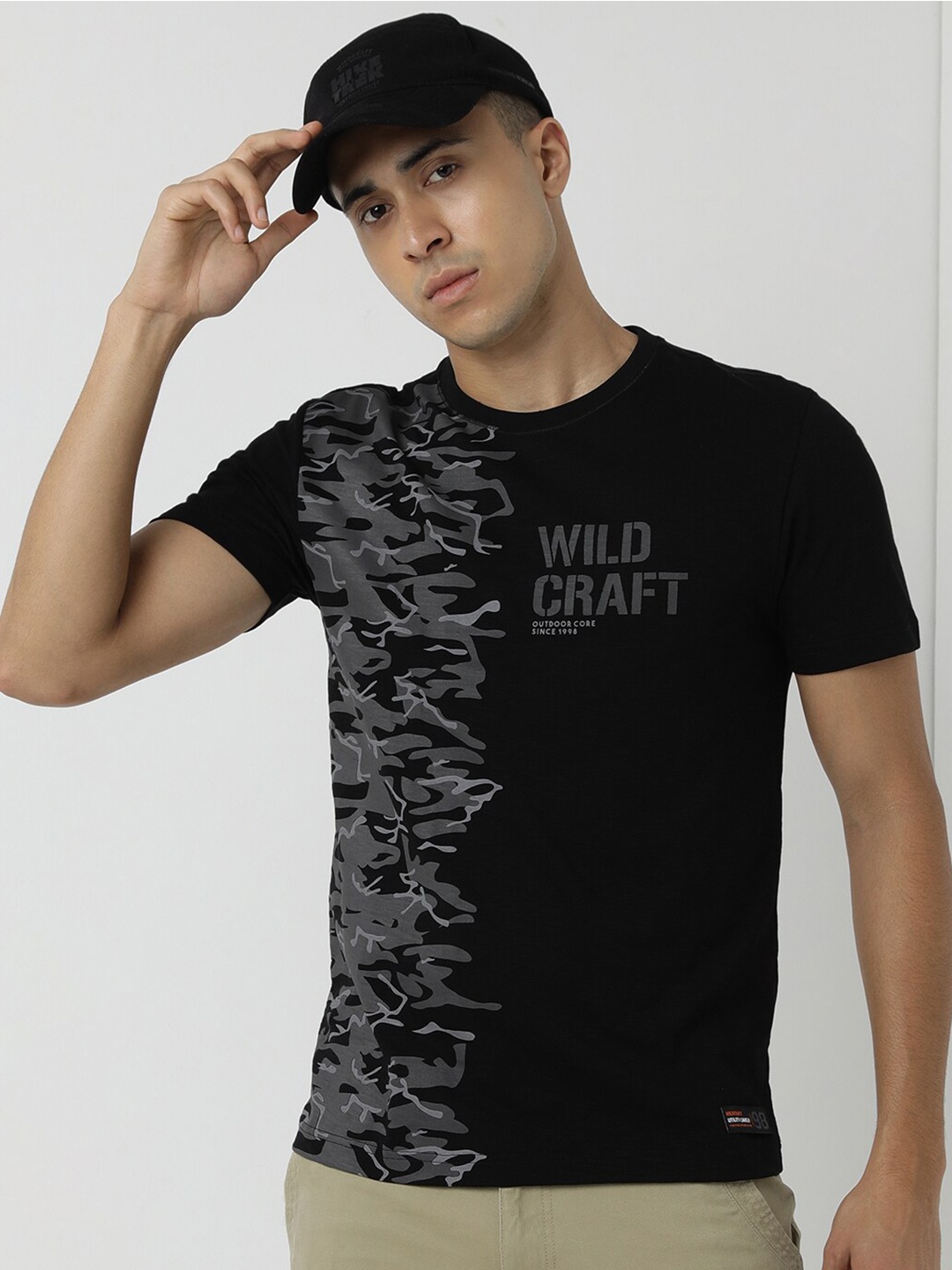

Wildcraft Typography Printed Round Neck Short Sleeves Anti Odour T-shirt, Black