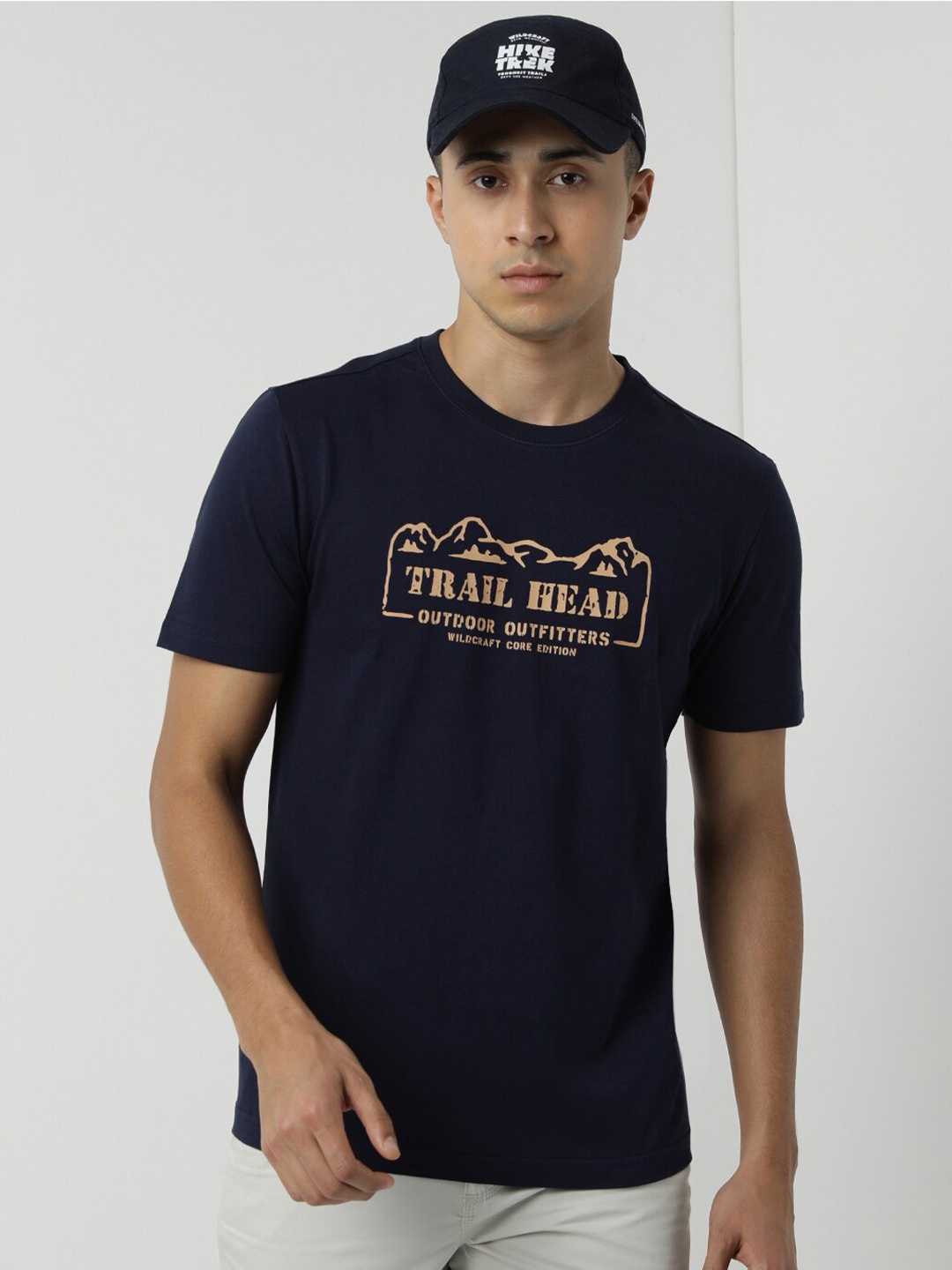 

Wildcraft Typography Printed Cotton Anti Odour T-shirt, Navy blue