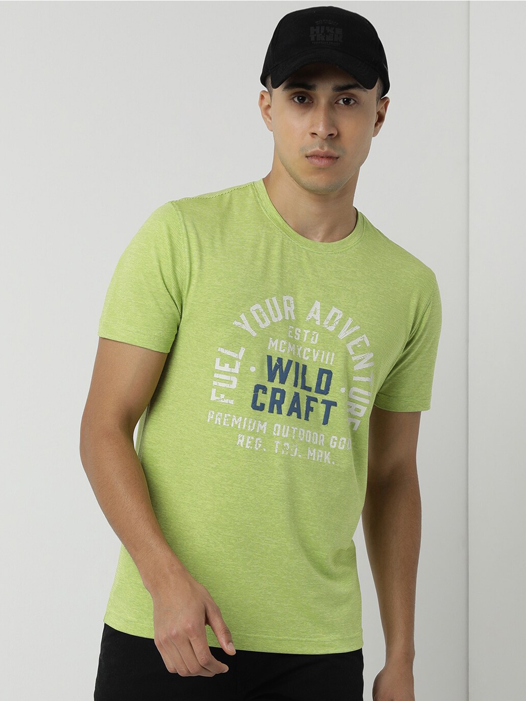 

Wildcraft Typography Printed Round neck Anti Odour T-shirt, Lime green