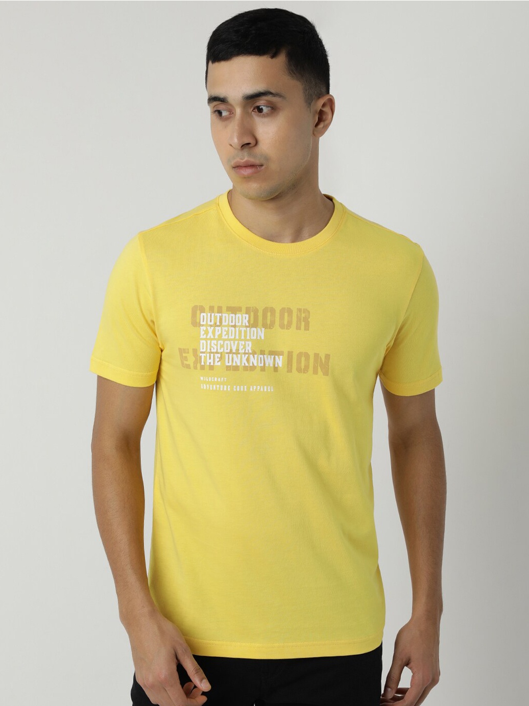 

Wildcraft Typography Printed Cotton Anti Odour T-shirt, Mustard