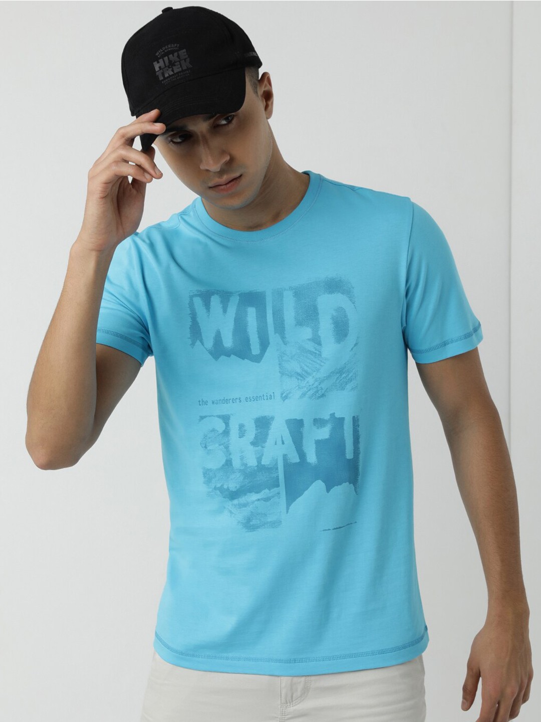 

Wildcraft Typography Printed Round Neck Short Sleeves Anti Odour Cotton T-shirt, Blue