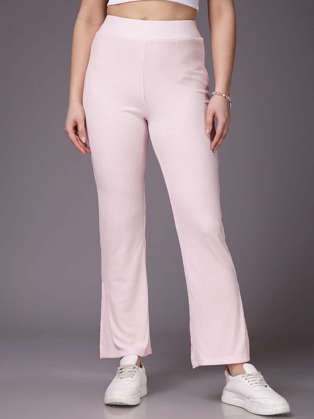 

Freehand by The Indian Garage Co Women Flared Regular Trousers, Pink