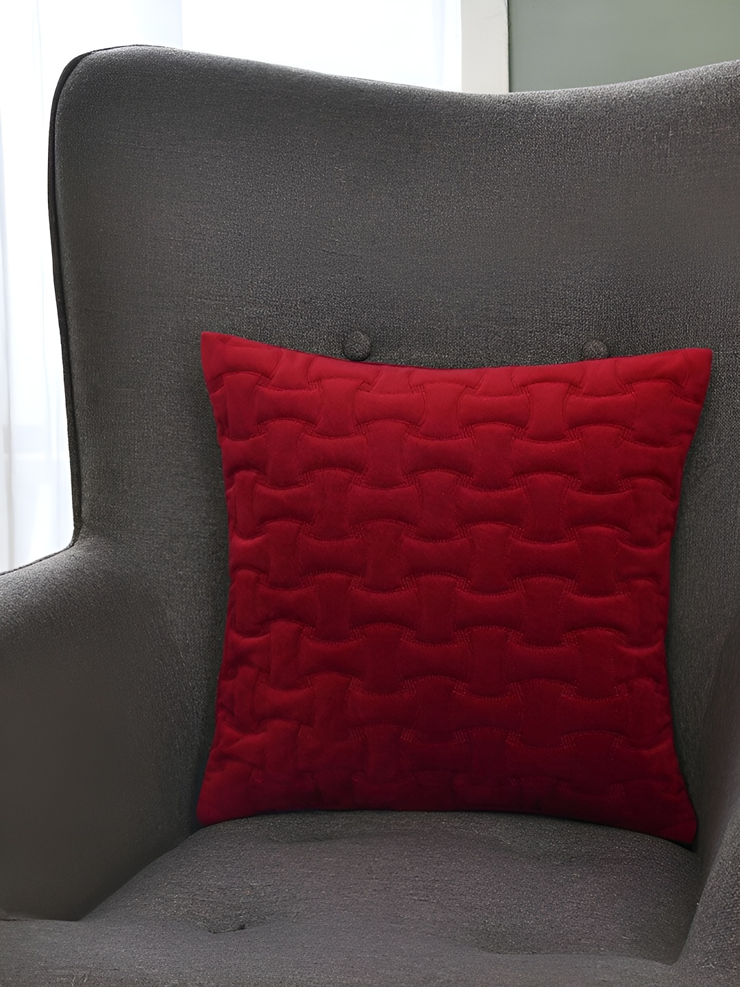 

Athome by Nilkamal Maroon Quilted Square Cushion Cover