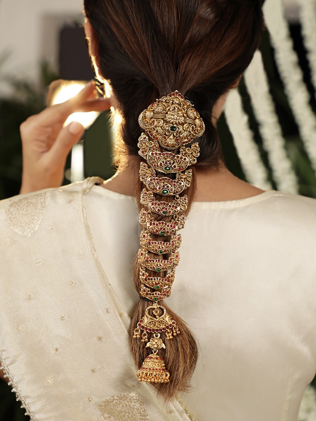 

Rubans Stone Studded Jadai Billai Head Jewellery, Gold