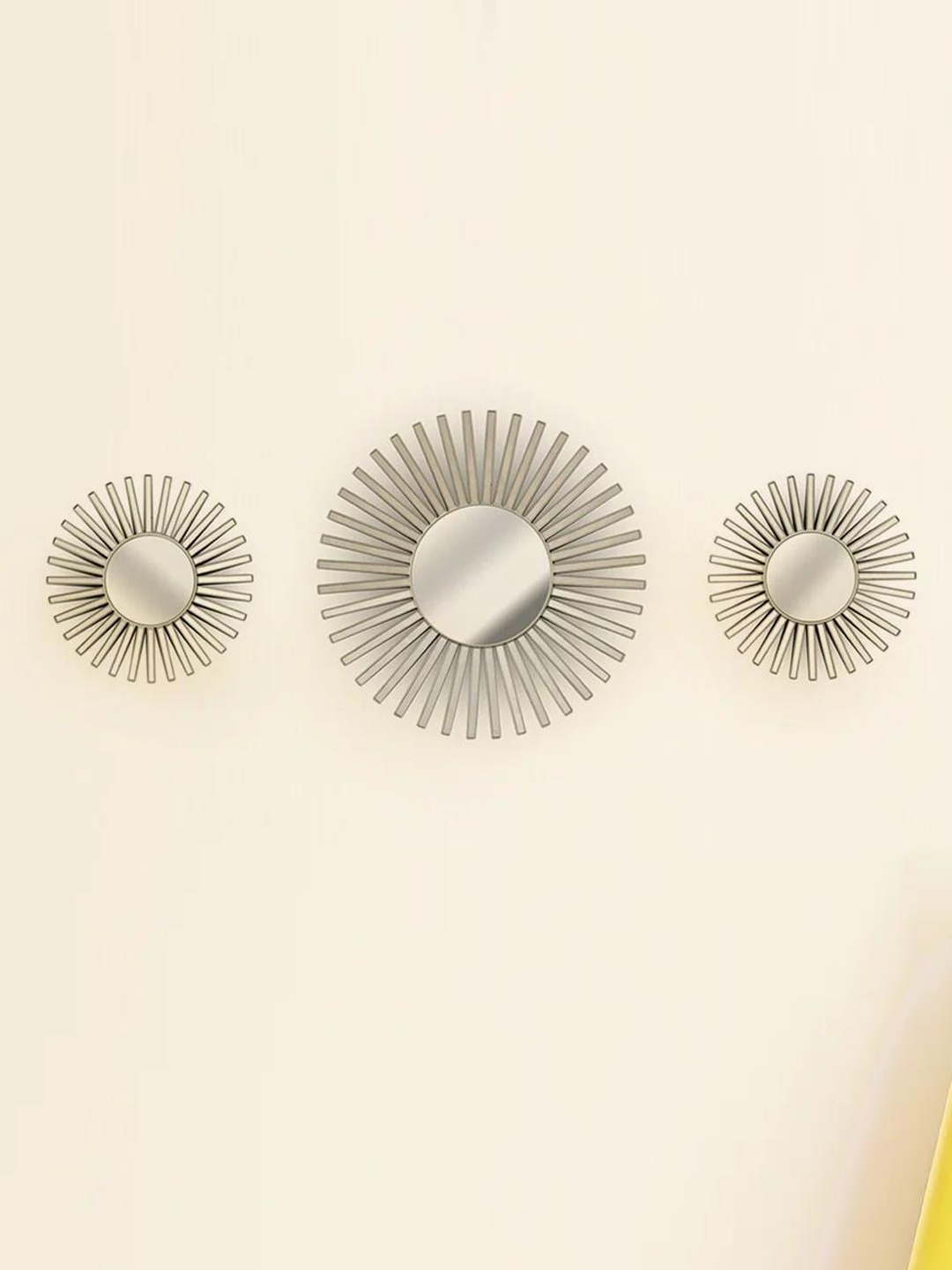 

Athome by Nilkamal Cream 3 Pcs Sunrays Design Glass Mirrors