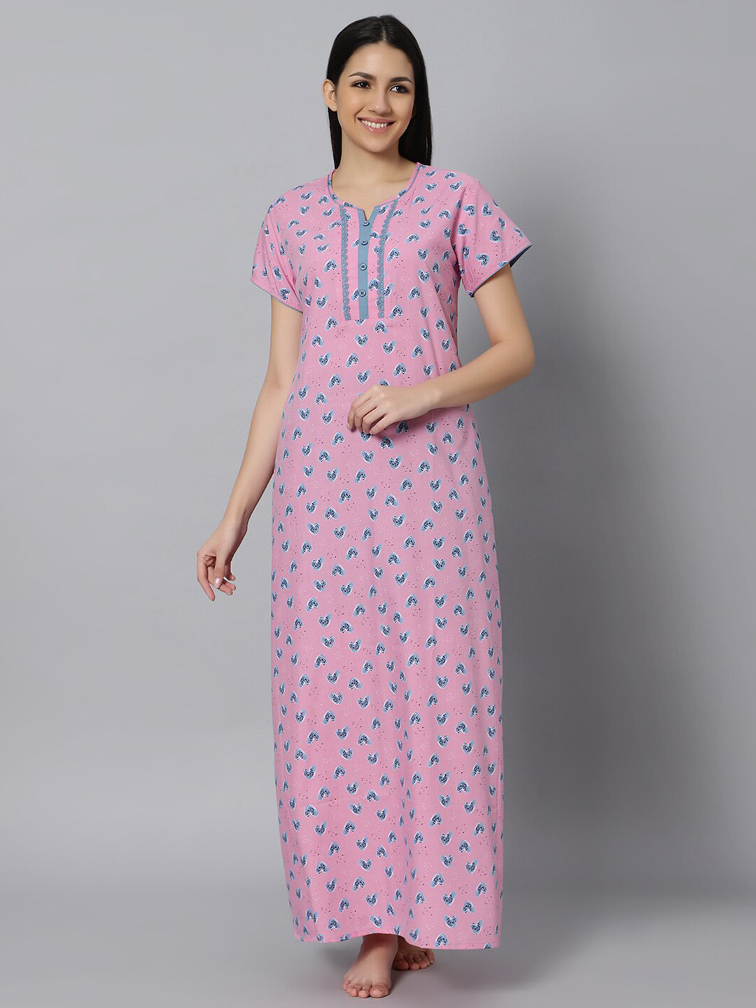 

QUIRA Printed Maxi Nightdress, Pink
