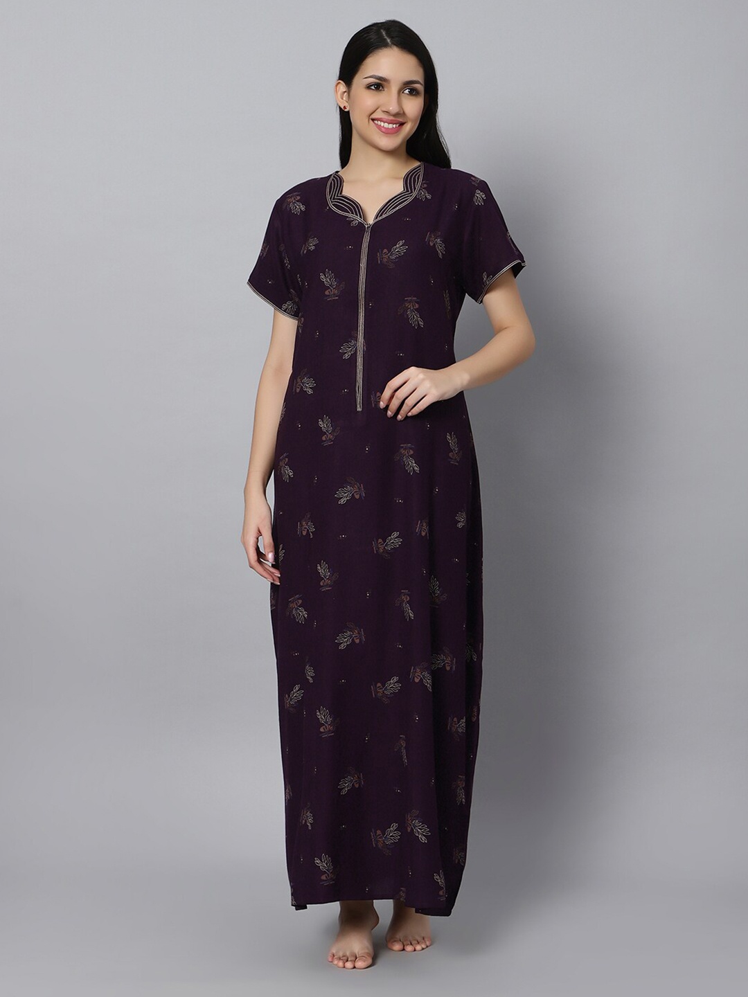 

QUIRA Printed Maxi Nightdress, Purple