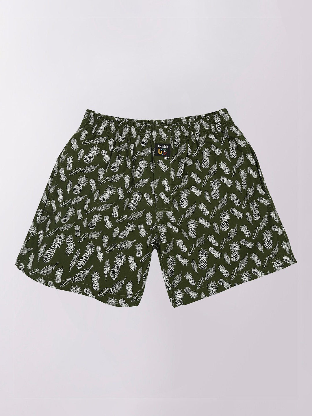 

FRENCHIE Boys Printed Cotton Boxers, Olive