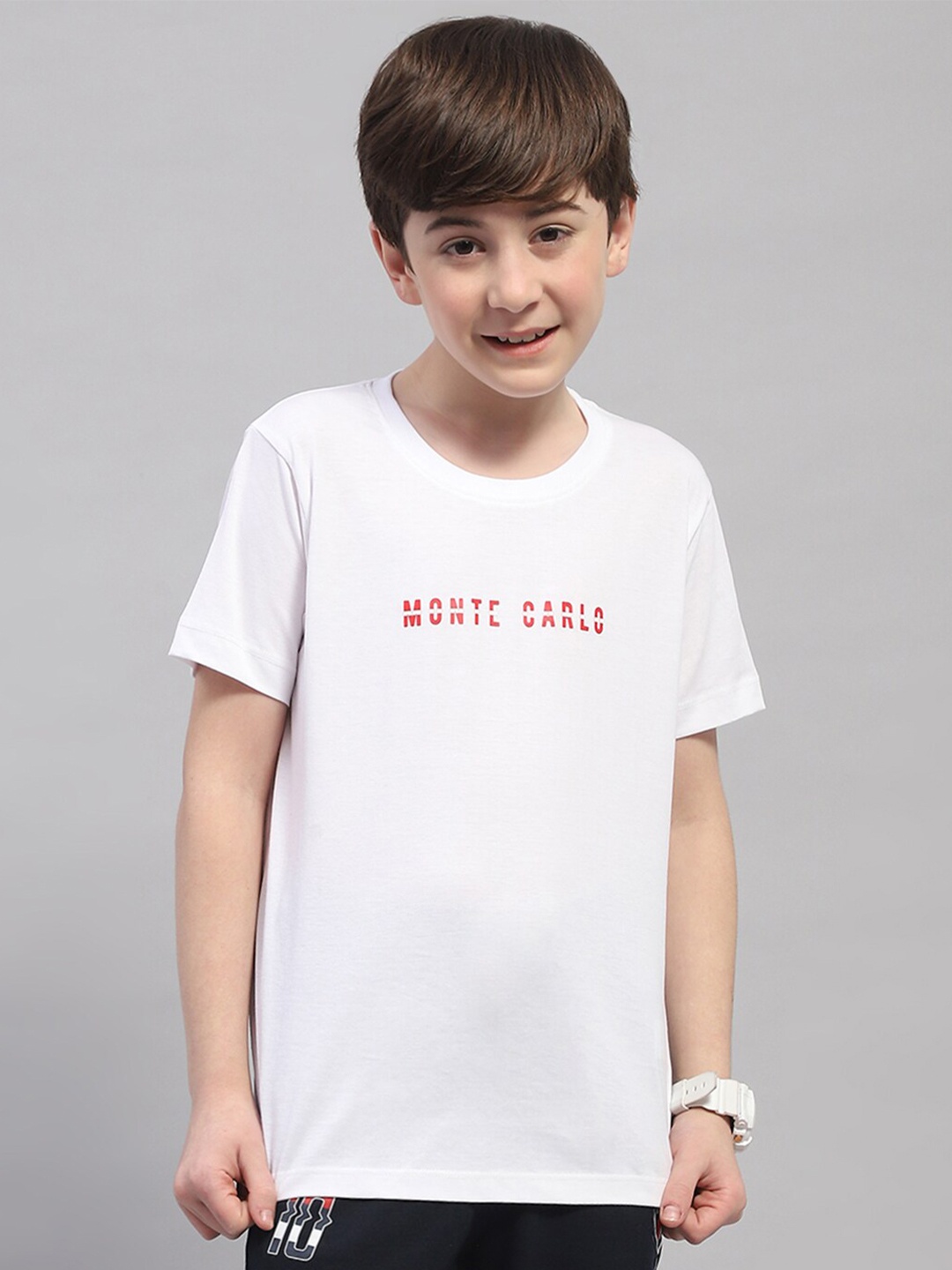 

Monte Carlo Boys Typography Printed Pure Cotton T-shirt, White