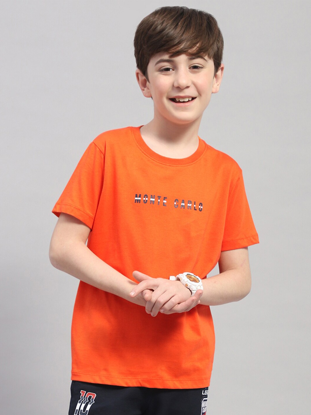 

Monte Carlo Boys Typography Printed Pure Cotton T-shirt, Orange