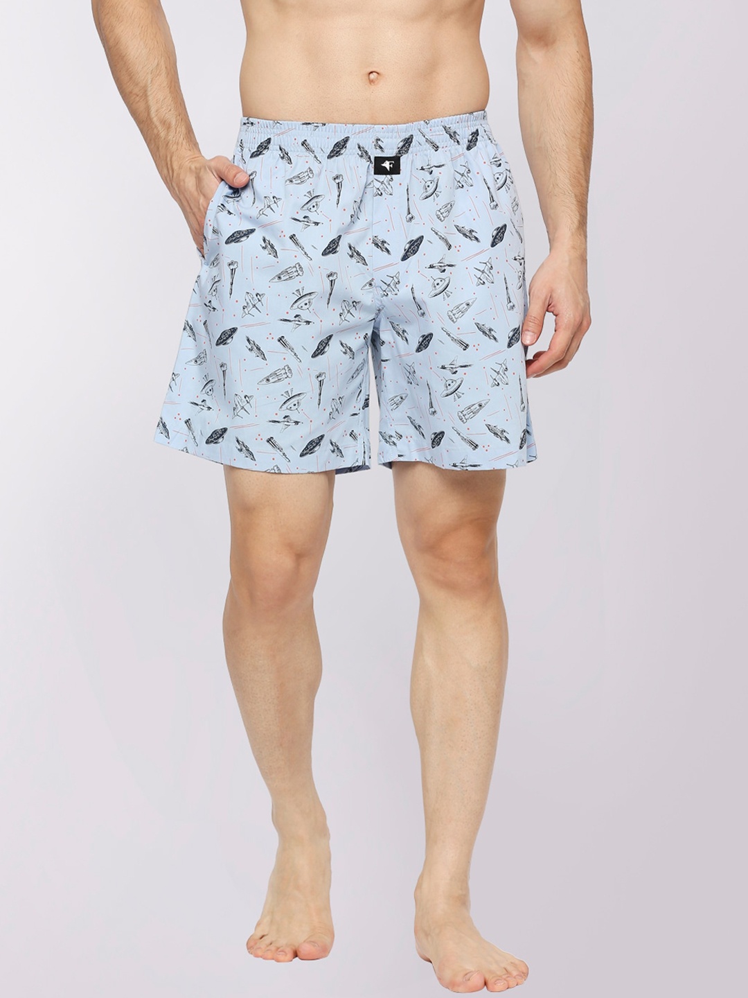 

FRENCHIE Conversational Printed Cotton Boxers FR-BX-CP-BOKSA-1X5-SLSB-S, Blue