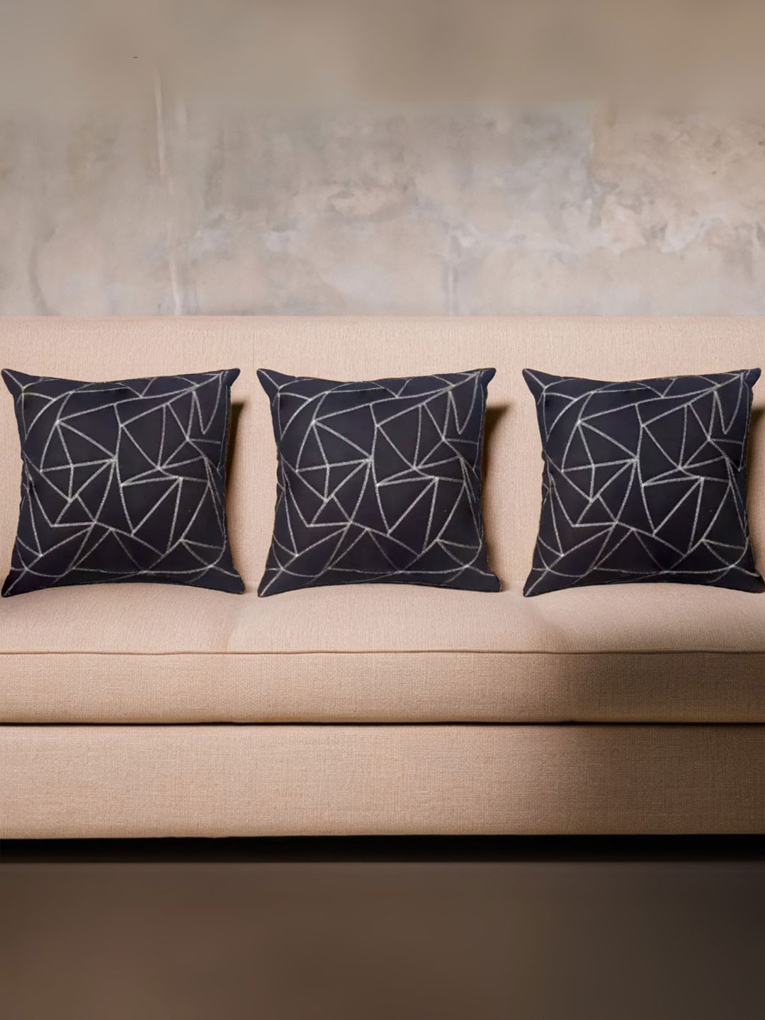 

Decoghar Brown Embroidered 3 Pieces Square Cushion Covers